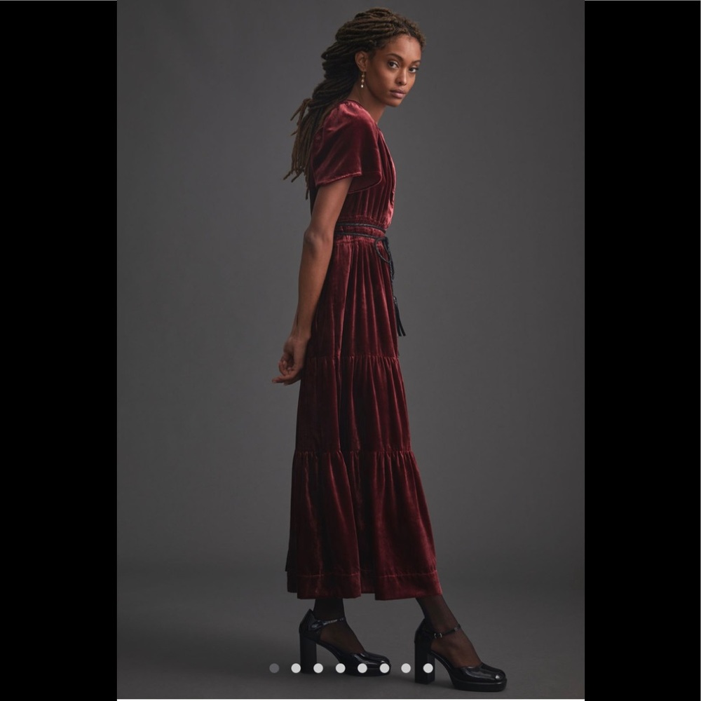 Somerset velvet maxi dress in wine color size small